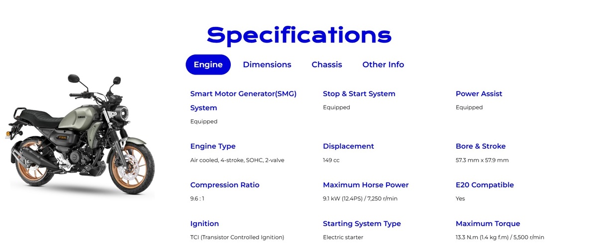 Yamaha FZ-X Hybrid bike specification